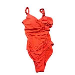 Jantzen Womens Coral One Piece Swimsuit Adjustable Straps Slim Tummy Control